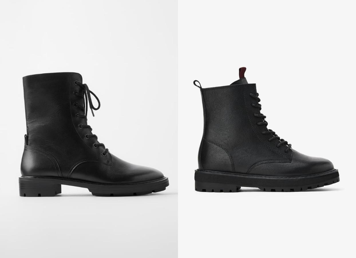 El modelo del botín militar más clásico con cordones que hay en Zara por 69,95 euros, también lo hay casi igual en Zara Kids por 42,95 euros.