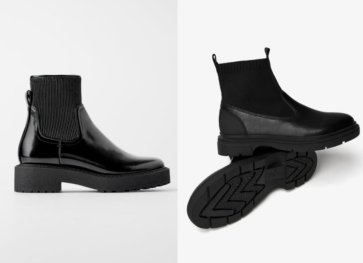 El modelo de botín negro con caña de estilo calcetín cuesta en la sección de mujer 39,95 euros y en la sección de niños lo puedes encontrar por 35,95 euros.