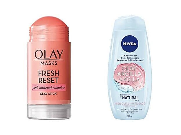 1. Clay Masks Glow Boost, Pore Detox y Fresh Reset de Olay (13,90 €). 2. Gel de ducha con Arcilla Ginger &amp; Basil de Nivea (3,19 €).