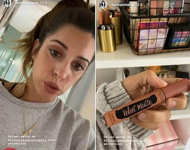 Marta Riumbau compartió este tono de labial en sus stories recientes de Instagram.