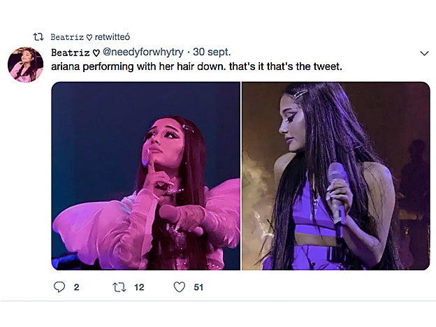 Algunos usuarios de Twitter subieron imágenes de la cantante durante su concierto en Alemania, donde lució el pelo suelto.