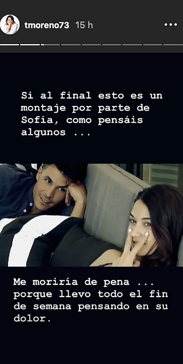 Ests es el 'story' que ha colgado Toñi Moreno.