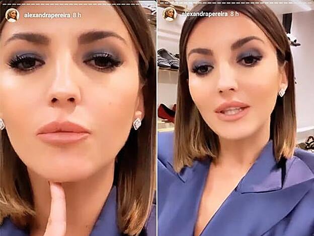 Alexandra Pereira lució este maquillaje de ojos en tono azul en su último evento.