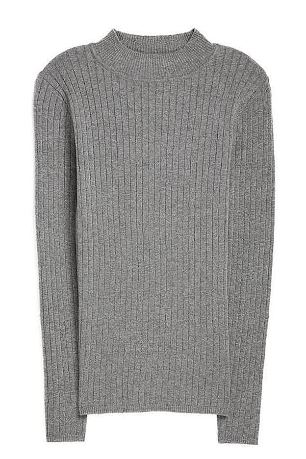 Jersey gris de canalé, de Primark (8 euros).