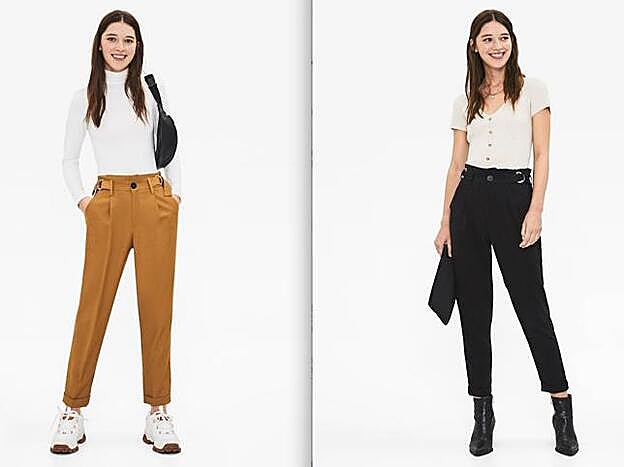 Con deportivas o con botines, puedes combinar tus paperbag con todo.