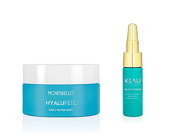 Hyalufeel Daily Water Shot de Montibello (44,50 €). Beauty Bomb Bio Active Mask Antioxidant de Klau (140 €).