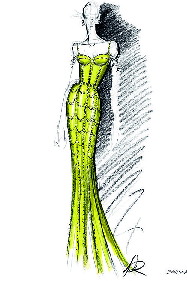 La propia firma ha enviado el boceto del diseño que Daniel Roseberry, director creativo de Schiaparelli, ha hecho especialmente para Michelle Obama.