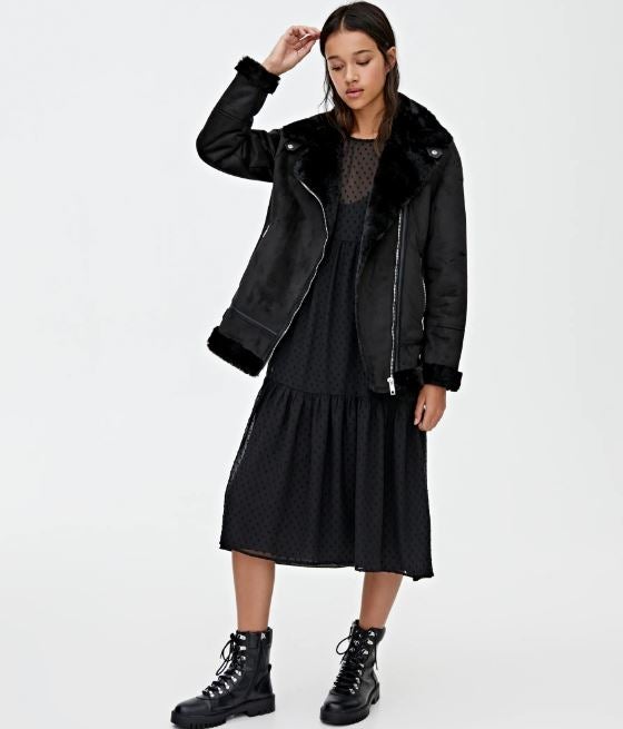 Biker doble faz  de pelo en tono negro. ¡Super ponible y económica! (49,99 euros)