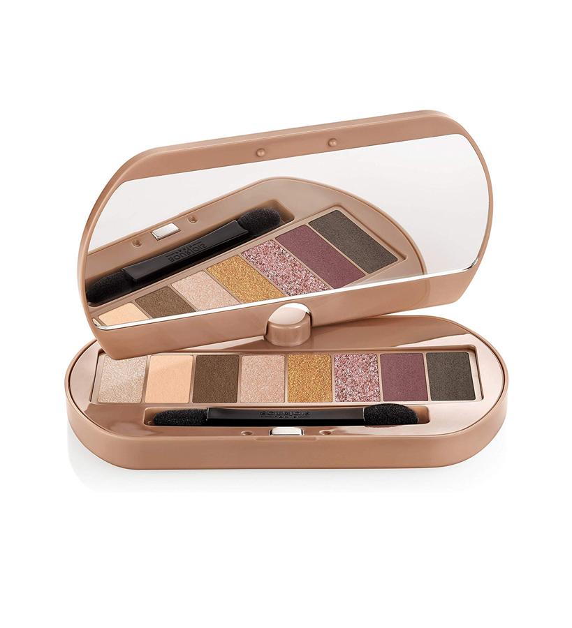 Incorpora ocho sombras de ojos, tanto de acabado mate como metalizado, para crear con ella una mirada ahumada perfecta. También contiene un aplicador de doble punta: una suave para combinar las sombras y otra precisa para delinear o definir.  Palette Les Nudes de Bourjois  (8,05 €; ahorras 5,45 €).