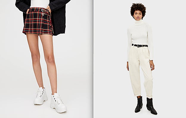 La minifalda y el jersey cropped que podrían estar en el armario de Rachel.