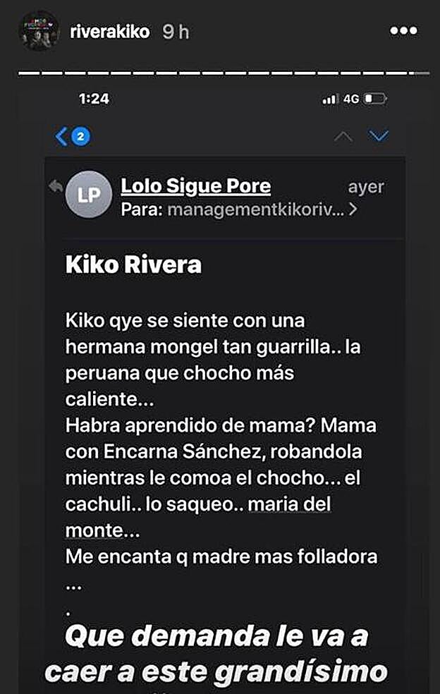 Kiko también ha hecho público el contenido de ese mail.
