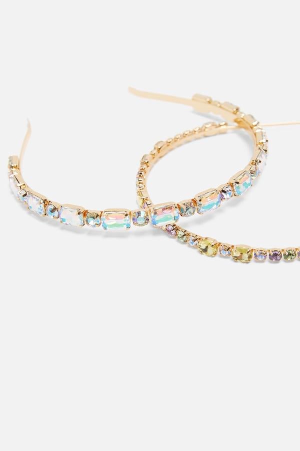 Pack de dos diadema metálica rígida con aplicación joyas multicolor, ahora 7,99 euros