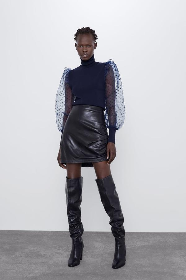 Jersey de organza y plumeti de Zara, ahora 17,95 euros.