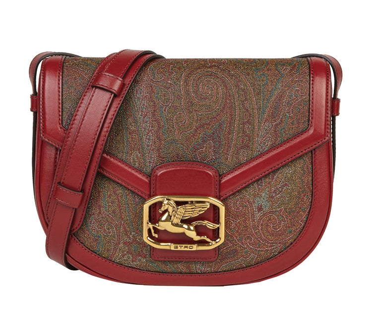 Bolso de tela ribeteado en piel, de Etro.