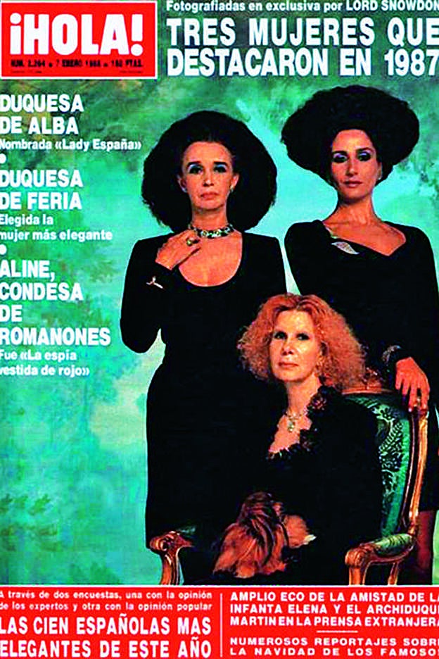 Portada de Hola de 1987, con Aline Griffith, la duquesa de Alba y Nati Abascal.