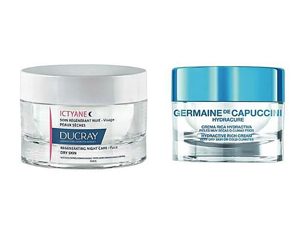 ctyane Noche Cuidado Regenerante de Ducray (24 €). Hydracure Crema Rica Hidroactiva de Germaine de Capuccini (41,50 €).