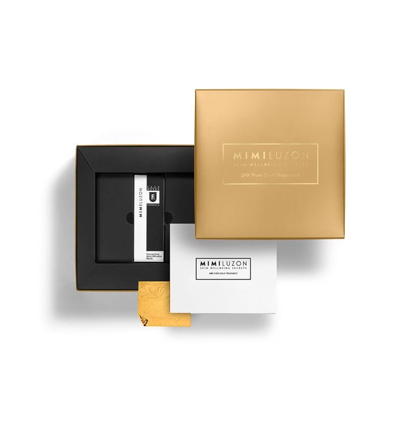 Grandes modelos como  Chiara Ferragni ,  Sara Sampaio ,  Elsa Hosk  o  Bianca Balti , además de estrellas de la música como Jennifer López, son confesas seguidoras de los protocolos de la facialista israelí Mimi Luzon. Esta mascarilla, totalmente instagramer que tantas veces ha mostrado puesta  Irina Shayk , combina la acción correctora antiarrugas con lámina de oro que proporciona a la piel un efecto lifting y un resplandor inmediato. (345 €; caja de 4 unidades).