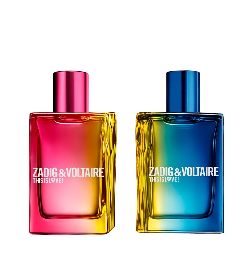 ¿Os conocéis tanto que sois capaces de anticipar lo que le gusta al otro? Pues estas pueden ser vuestras fragancias, tan afines que los botes encajan cuando los ponéis juntos. This is Love! For Her (98 €/100 ml)& This is Love! For Him (79 €/100 ml) de Zadig & Voltaire.