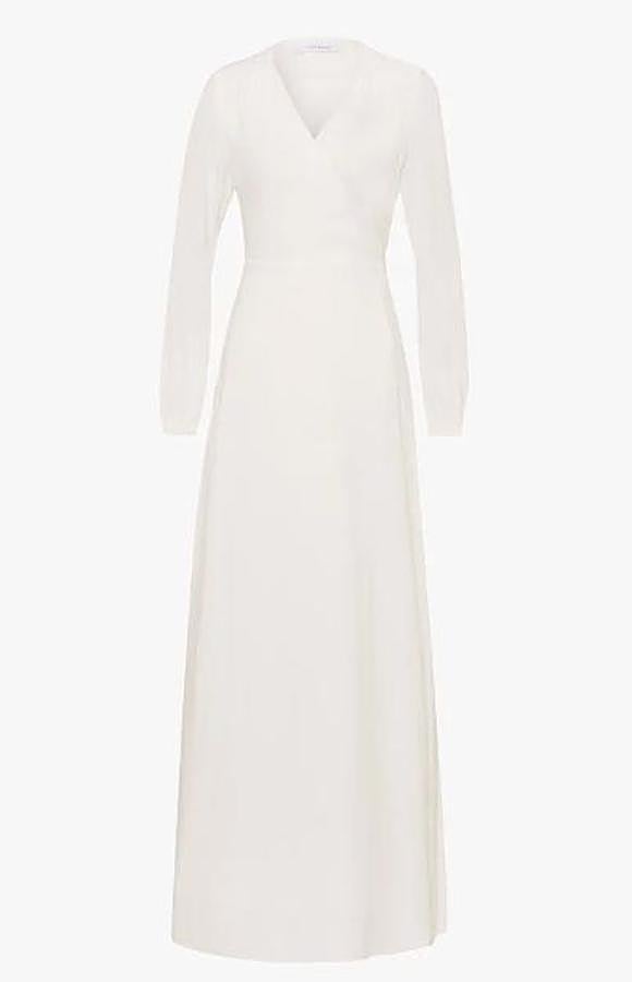 Vestido de novia de escote cruzado de IVY & OAK. Cuesta 169,95 euro y se vende en Zalando.