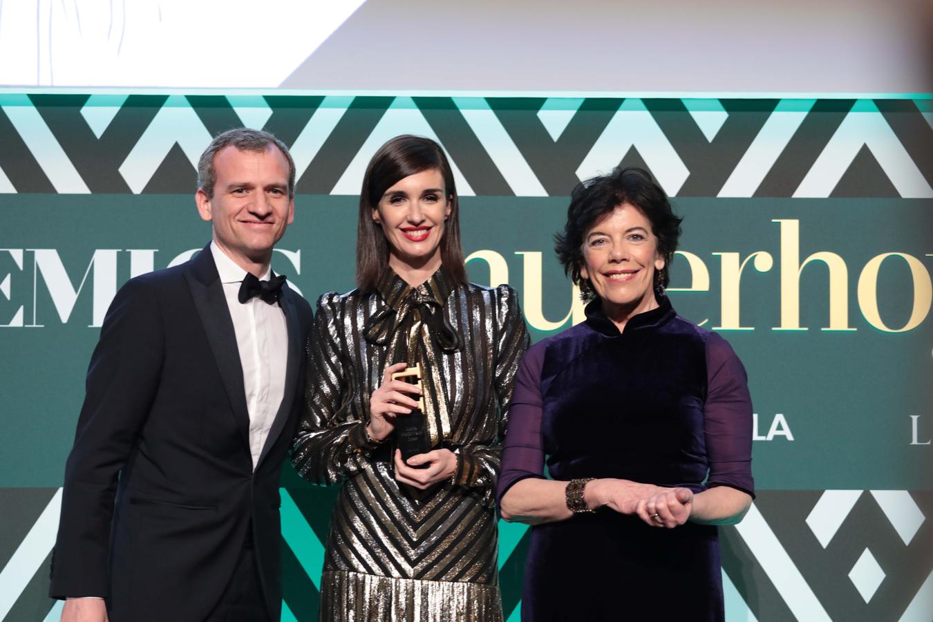 Baptiste Beau, director general de Lancôme España, Paz Vega e Isabel Celaá, ministra de Educación y Formación Profesional.