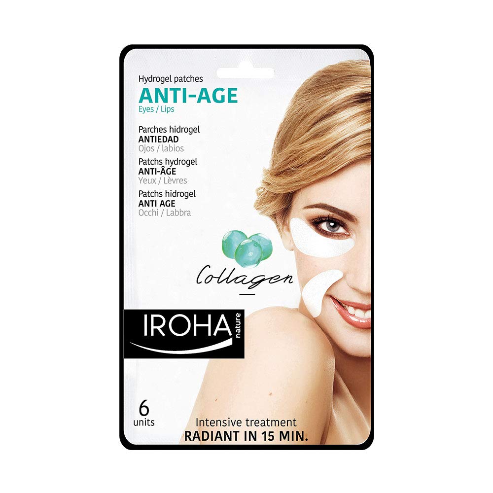 Los  parches de hidrogel de Iroha Nature  para el contorno de los ojos y de los labios ofrecen unos resultados inmediatos. En 15 minutos las arrugas se ven más lisas y el rostro más radiante e iluminado. (6,38 euros).