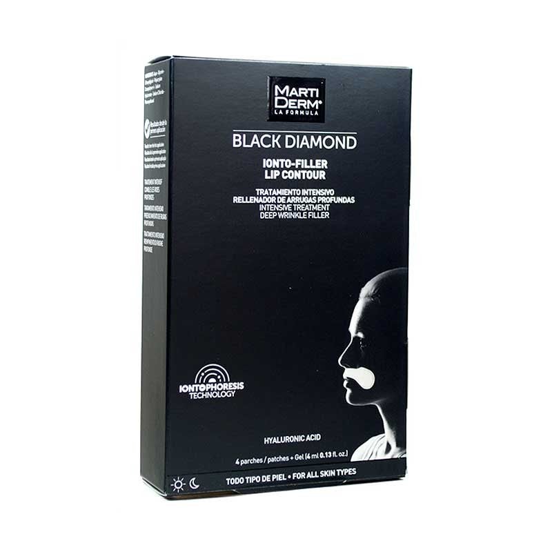 Los parches  Black Diamond Ionto-Filler lip contour de Martiderm  son un tratamiento antiedad efecto flash que funciona más rápidamente gracias a su tecnología Iontoforesis, que ayuda a penetrar más profundamente el ácido hialurónico y la vitamina c. Su efecto rellenador e hidratante da mayor elasticidad a la piel y minimiza arrugas y líneas de expresión. (41,50 euros).