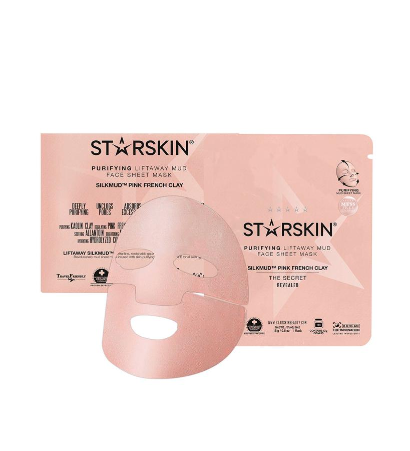 Su tela flexible de fácil aplicación está saturada con un cóctel de ingredientes beneficiosos para la piel. Enriquecida con una potente mezcla de arcilla rosa francesa, caolín y bentonita, combate las imperfecciones, los puntos negros y los poros obstruidos sin dañar la hidratación esencial de la piel. El extracto de capullo de seda suaviza el rostro, a la vez que la niacinamida alisa e ilumina. Al pasar veinte minutos, la mascarilla se irá endureciendo, de forma que reafirmará la piel y la dejará radiante y con un acabado mate. (10,45 €).