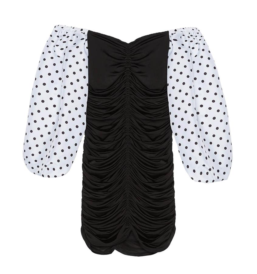 Vestido combinado con manga volumen, 35,99 euros.