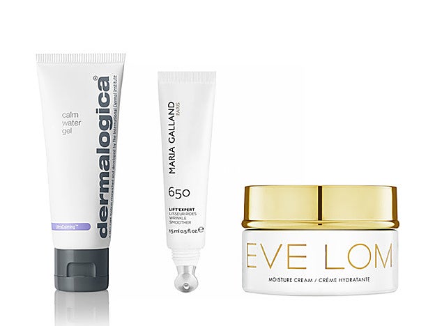 Dermalogica (€). Contorno de ojos 650 Lisseur Rides Lift'Expert de Maria Galland (65 €). Crema Hidratante Muli-tarea de Eve Lom (120 €).