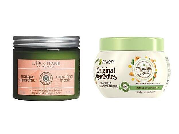 1. Mascarilla Nutritiva Aromacología de L'Occitane. 2. Mascarilla de leche de almendra nutritiva de la colección Original Remedies de Garnier.