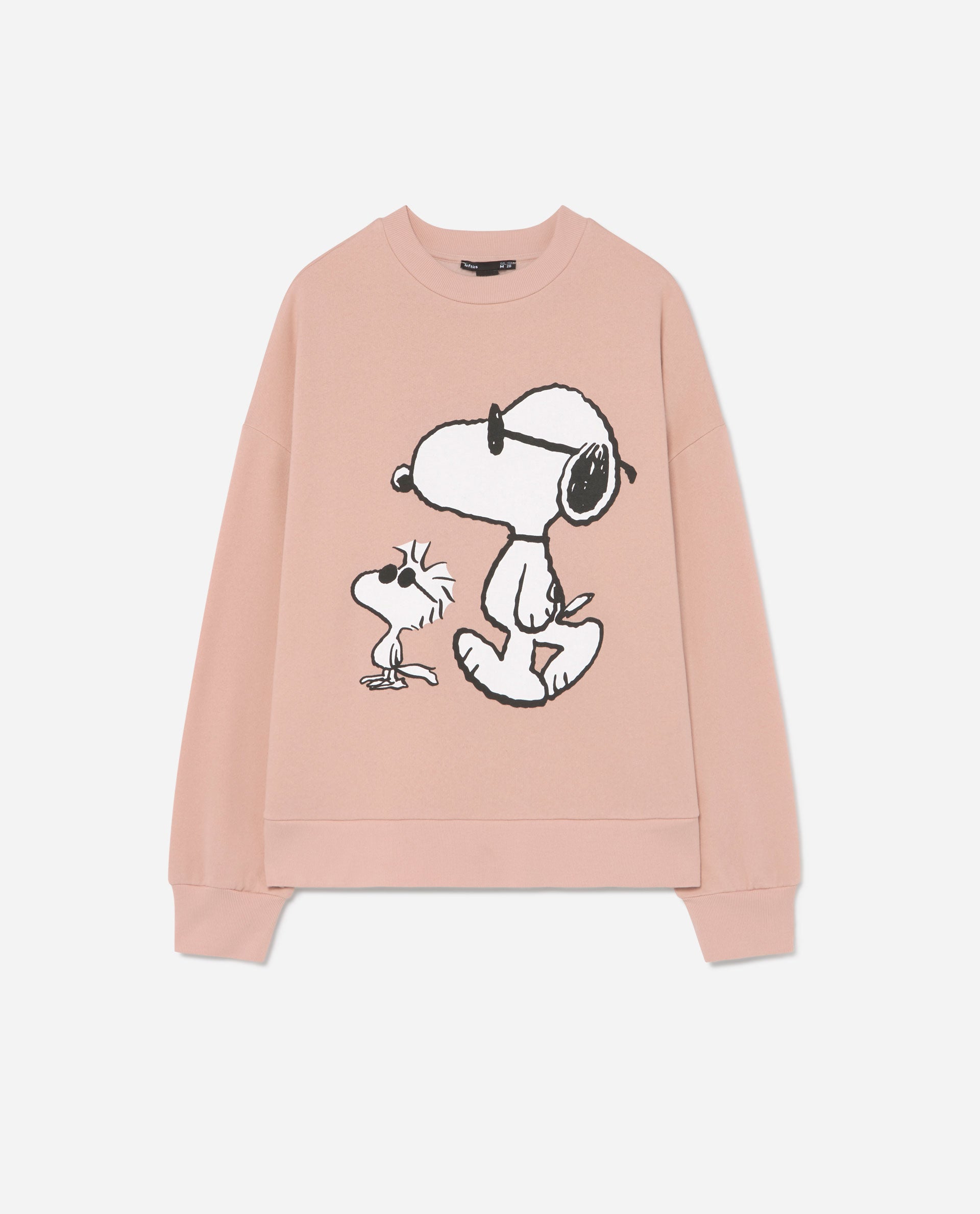 Sudadera rosa empolvada con print de Snoopy. (12,99 euros).