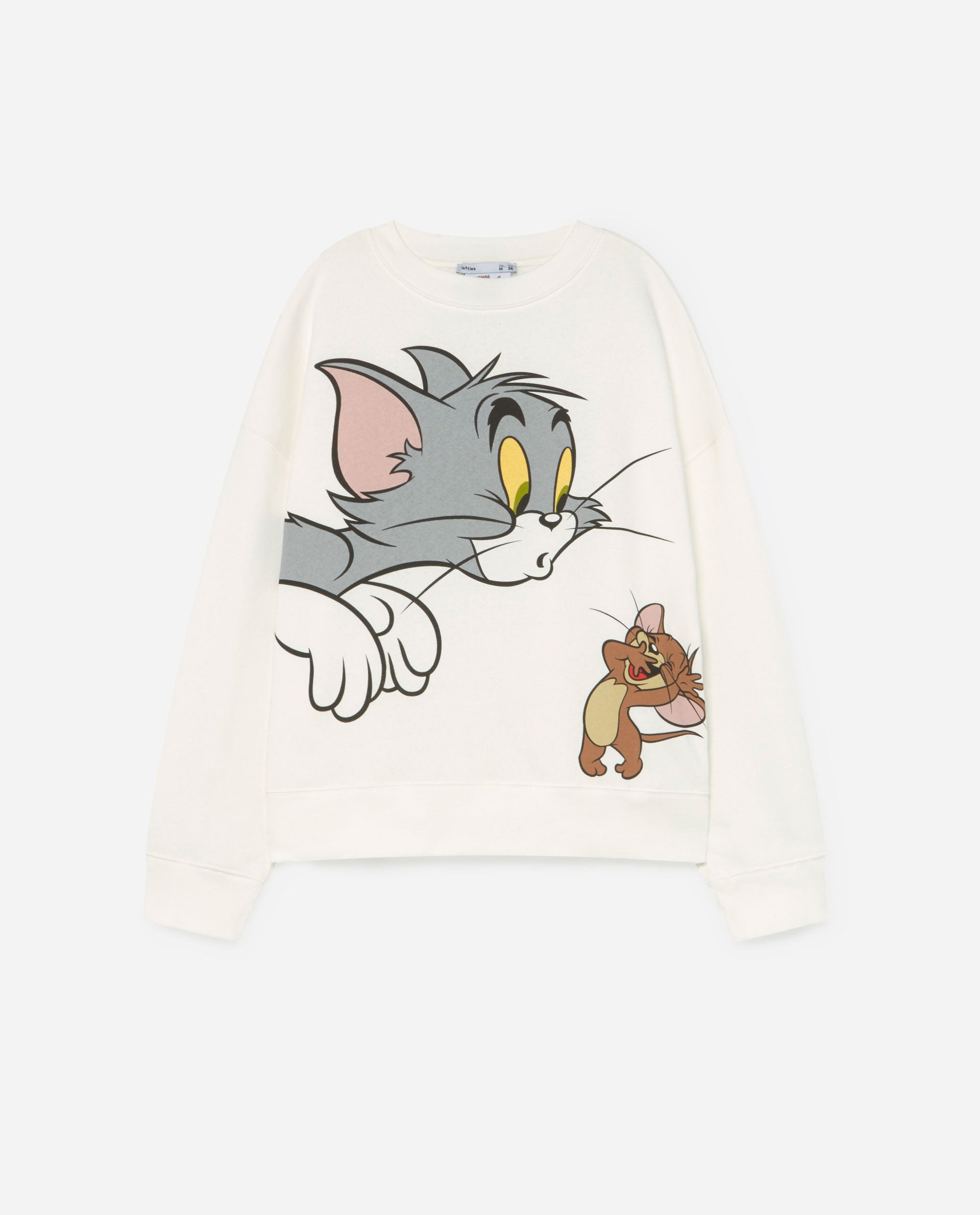 Sudadera oversize de Tom&Jerry en tono blanco. De Lefties por 12,99 euros.
