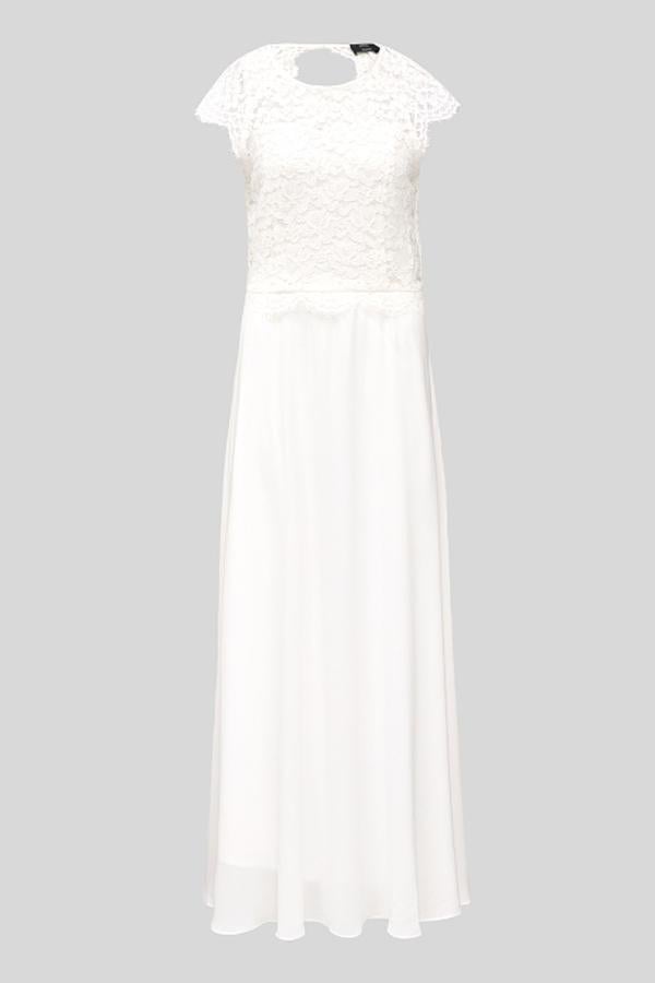 Vestido de novia de fino encaje y falda fluida (89,90 euros).