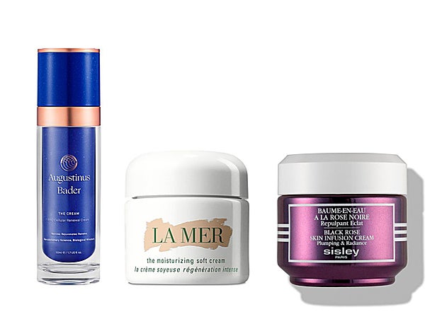 The Cream de Augustinus Baber (225 €). The Moisturizing Soft Cream de La Mer (260 €). Black Rose Skin Infusion Cream de Sisley (122 €).
