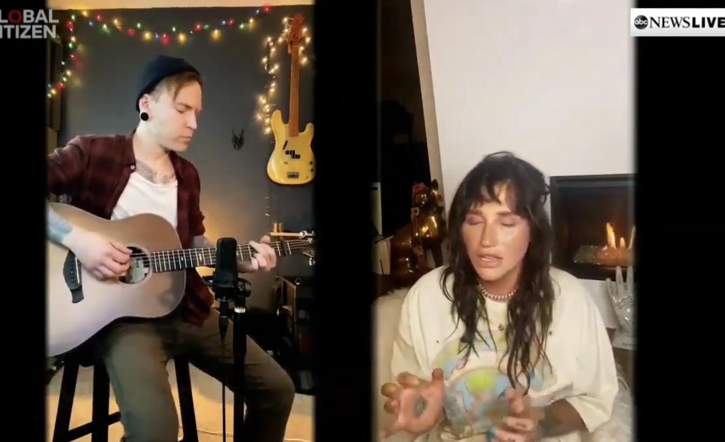 'Rainbow' y 'Praying' fueron los dos temas elegidos por la cantante Kesha para interpretar en este macroconcierto solidario, donde quedo claro su increíble voz.