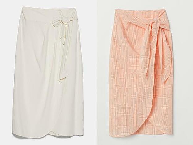 1. Falda pareo rústica con lazada de Zara (25,95 euros). 2. Falda de sircasa de H&M. (12,99 euros).