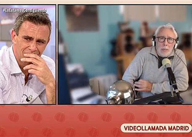 Alonso Caparrós, emocionado durante la videollamada de su padre a 'Sálvame'.