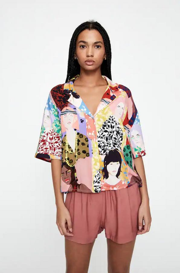 Otra de las propuestas más originales es esta de Pull&Bear con estampado de siluetas de mujeres en todo tipo de tonos. Confeccionada en viscosa, este llamativo diseño tiene un precio de 19,99 euros y está disponible entre las tallas XS y XL.