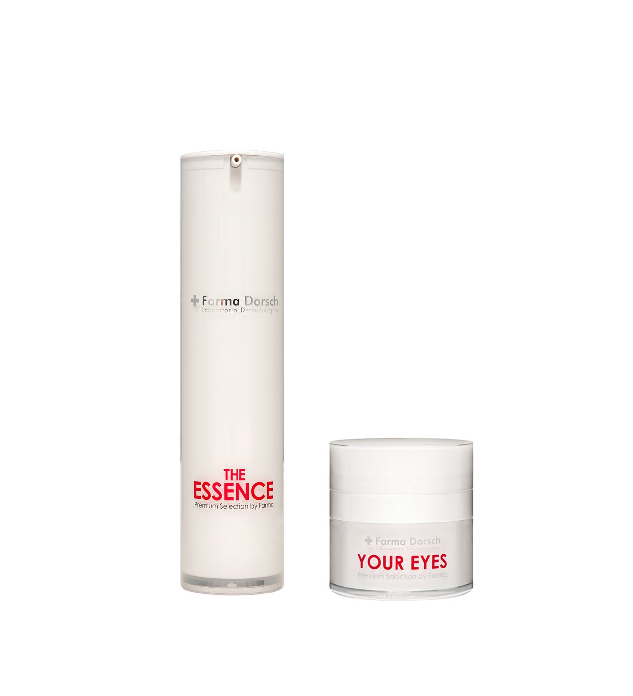 Esta gama cosmética antiedad, con más de un 98% de clean ingredients, contiene activos potentes como alfahidroxiacidos, ácido hialurónico de peso molecular bajo y alto, y aceites vegetales. Su packaging airless mantiene intactas las fórmulas.  Sérum Premium Antiedad y Antipolución The Essence  (90 €) y  Contorno de Ojos Antiarrugas, Bolsas y Ojeras Your Eyes  (48 €), ambos de la línea The Essence de Farma Dorsch.