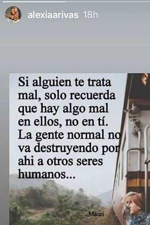 Este es el mensaje que ha colgado Alexia Rivas en sus 'stories' de Instagram.