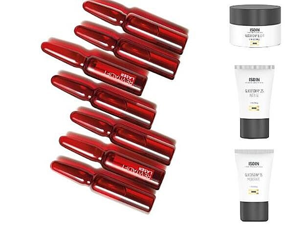 1. L’ORÉAL PARIS Ampollas Revitalift Laser (14,95 €). 2. ISDIN Glicoisdin Crema 8 Soft (32,95 €), Glicoisdin Gel 25 Intense (36,95 €) y Glicoisdin Gel 15 Moderate (34,95 €).