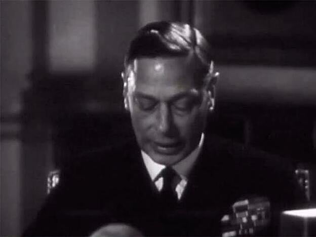 El rey Jorge VI durante aquel discurso en 1945.