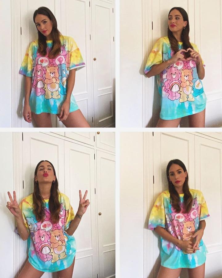 Esta ha sido la prenda estrella de la nueva colección de Pull&Bear y la que más ha gustado a los seguidores de Rocío. Una camiseta de estampado tie dye, la tendencia de la cuarentena, de los Osos Amorosos (15,99 euros) que compró en talla XL para usar a modo de vestido para estar en casa.