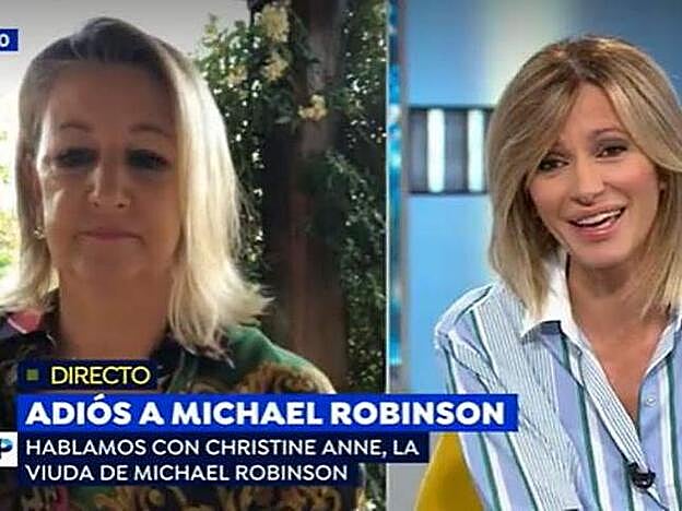La viuda de Michael Robinson durante la entrevista en 'Espejo Público'.