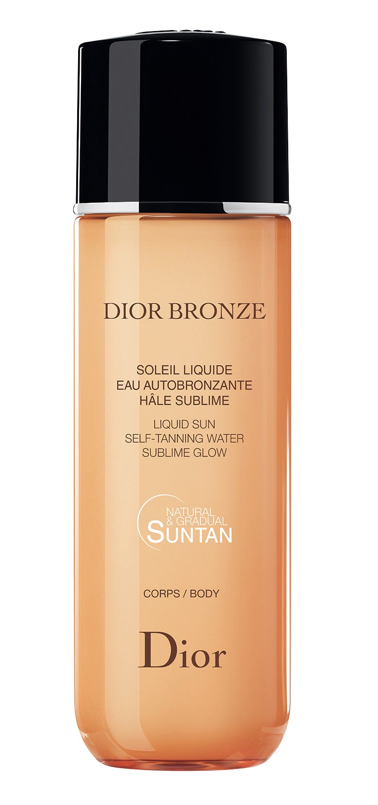 Cualquiera que sea la textura que uses, utiliza siempre guantes para evitar que se te tiñan las manos. Algunos incluyen una manopla muy útil que tienes que acordarte de limpiar inmediatamente después de cada uso. No tiene que frotarte la piel con ella, simplemente aplica el producto en movimientos largos y ascendentes. Dior Bronze Soleil Liquide Eau Autobronzante Hâle Sublime (39 €).