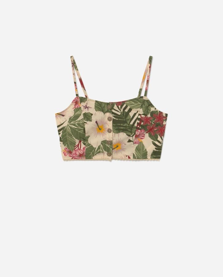 Crop top de flores de Lefties, (4,99 euros).