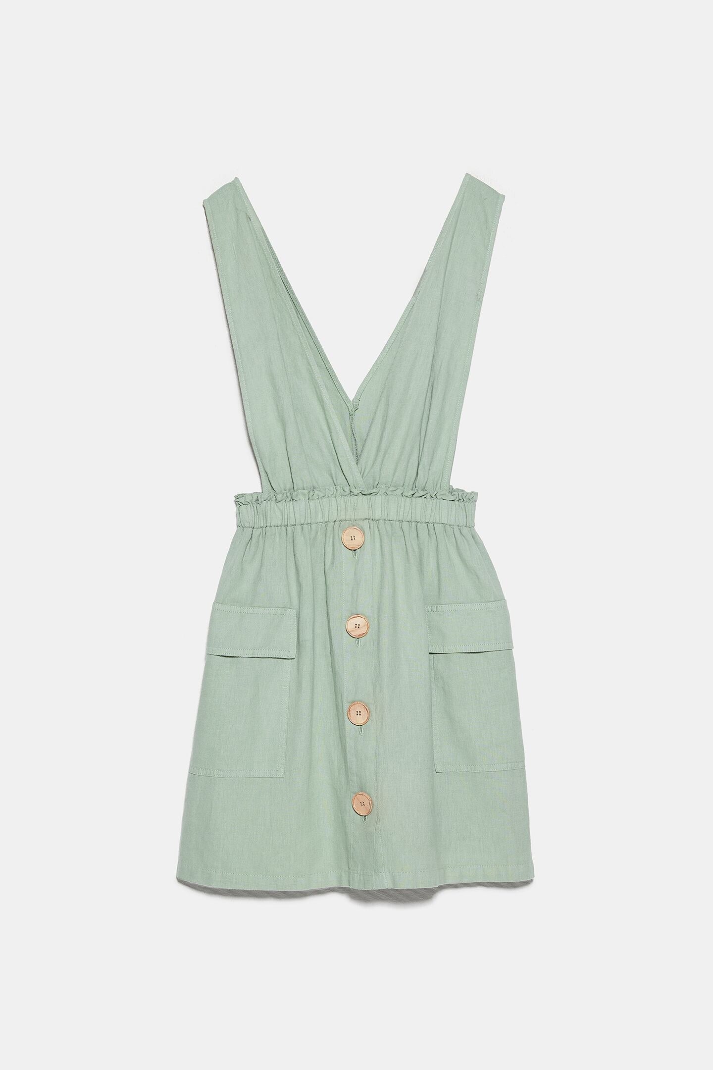 Pichi de tirantes con botones en tono verde agua. ¡Flechazo! (25,95 euros).