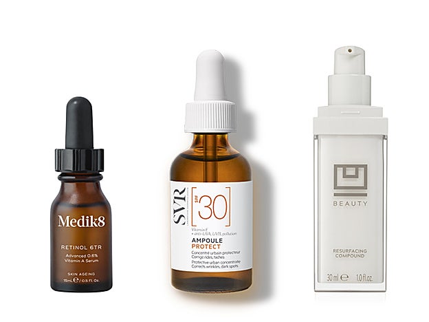 Retinol 6TR + Intense de Medik8 (57,50 €). Ampoule Protect SPF30 de SVR (39,90 €). Resurfacing Compound de U Beauty (159 €, en Laconicum).