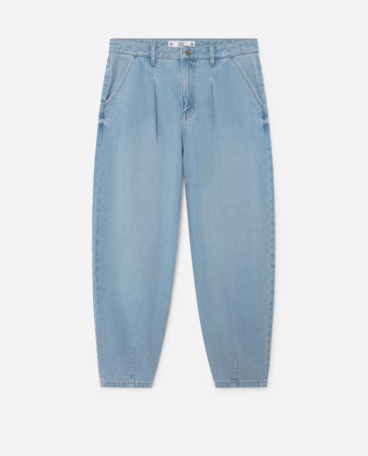 Pantalón ancho de tiro alto con pinzas en la parte delantera (17,99 €), de Lefties.