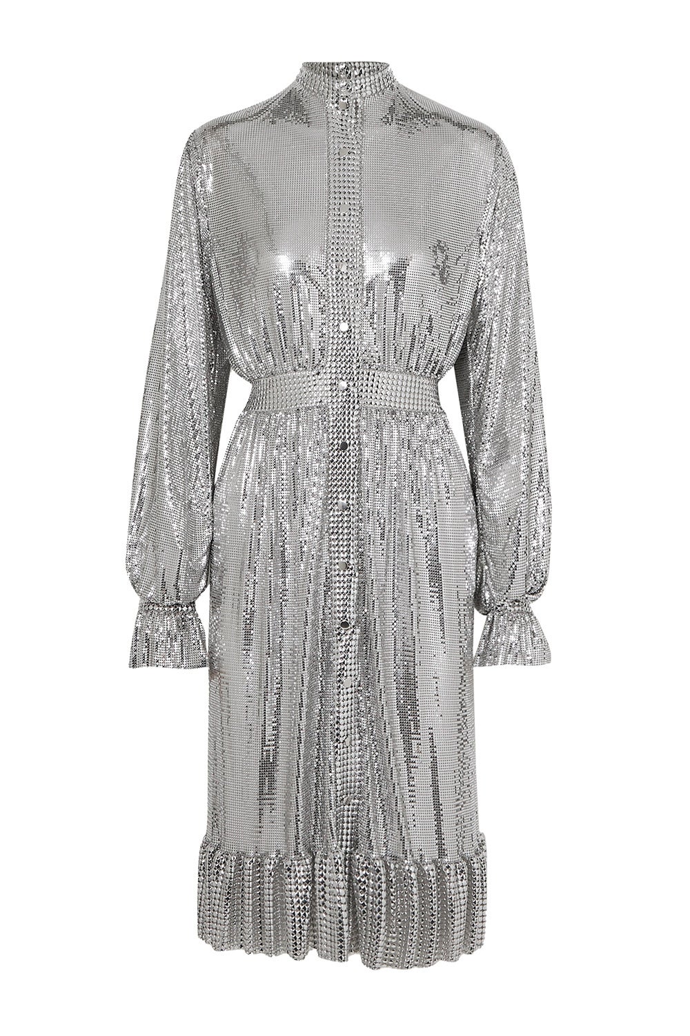 Vestido de malla metálica, de Paco Rabanne (780 €).